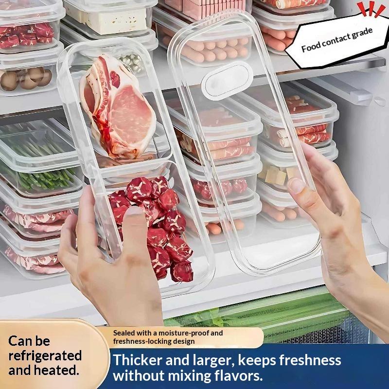 Food Packed Snacks - 積み重ね可能な冷蔵庫・冷凍庫用オーガナイザー 1個入り 正方形食品収納ボックス パントリーやスナックの整理に