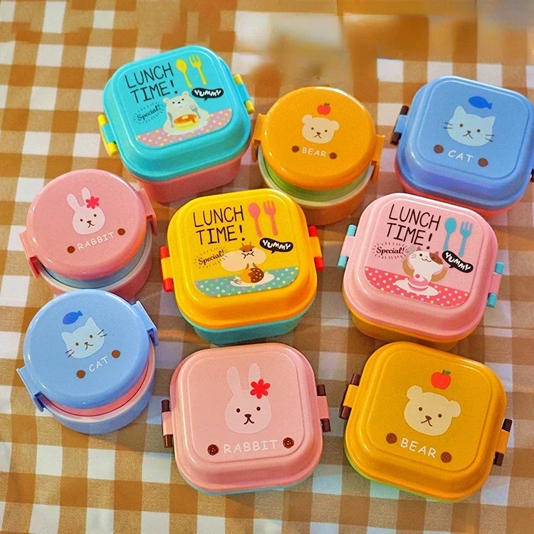 Food Snacks For Kids - かわいい漫画キティ弁当弁当箱プラスチック収納ボックス新鮮な維持スナック食品オーガナイザー家庭用キッチン食器女の子子供