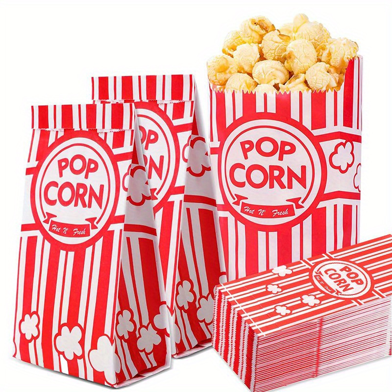 Food Packed Snacks - 20/50 個ポップコーンバッグ個別包装紙ポップコーン食品袋ウェディングパーティーポップコーンバースナックギフトパック映画の夜用品