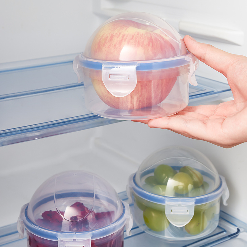 Food Prep Snacks - ミニリンゴ型食品保存容器、持ち手付きの携帯用丸型フルーツスナックボックス、キッチン冷蔵庫やランチの準備に実用的なギフト
