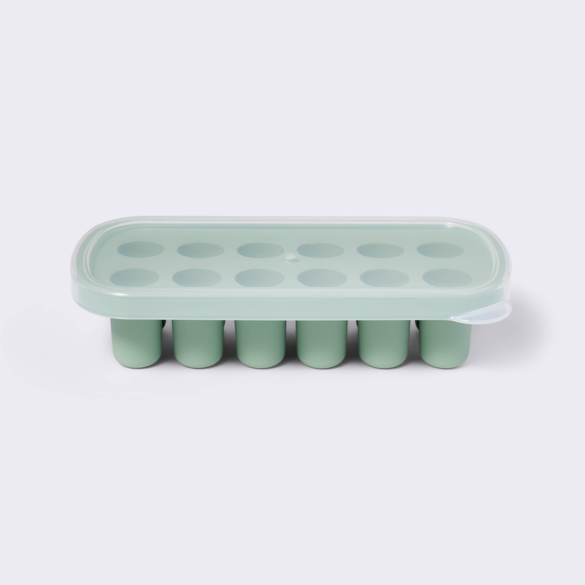 Food Prep Snacks - グリーンのベビーフード冷凍トレイ、ピューレ、スナック、食事の準備に使える柔軟なポーション保存型、取り出しやすい