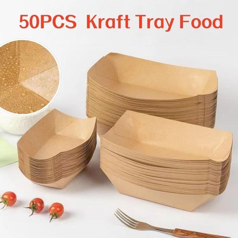 耐熱使い捨てクラフト紙ホットドッグボートトレイ、テイクアウト - Food Snacks For Camping のレビューと価格