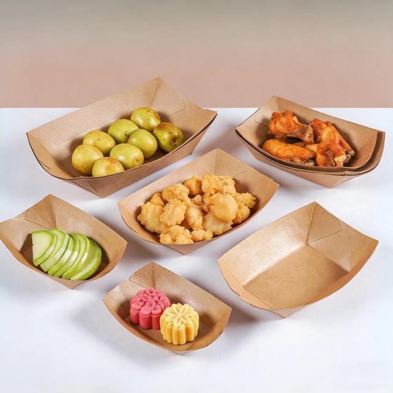 耐熱使い捨てクラフト紙ホットドッグボートトレイ、テイクアウト - Food Snacks For Camping のレビューと価格