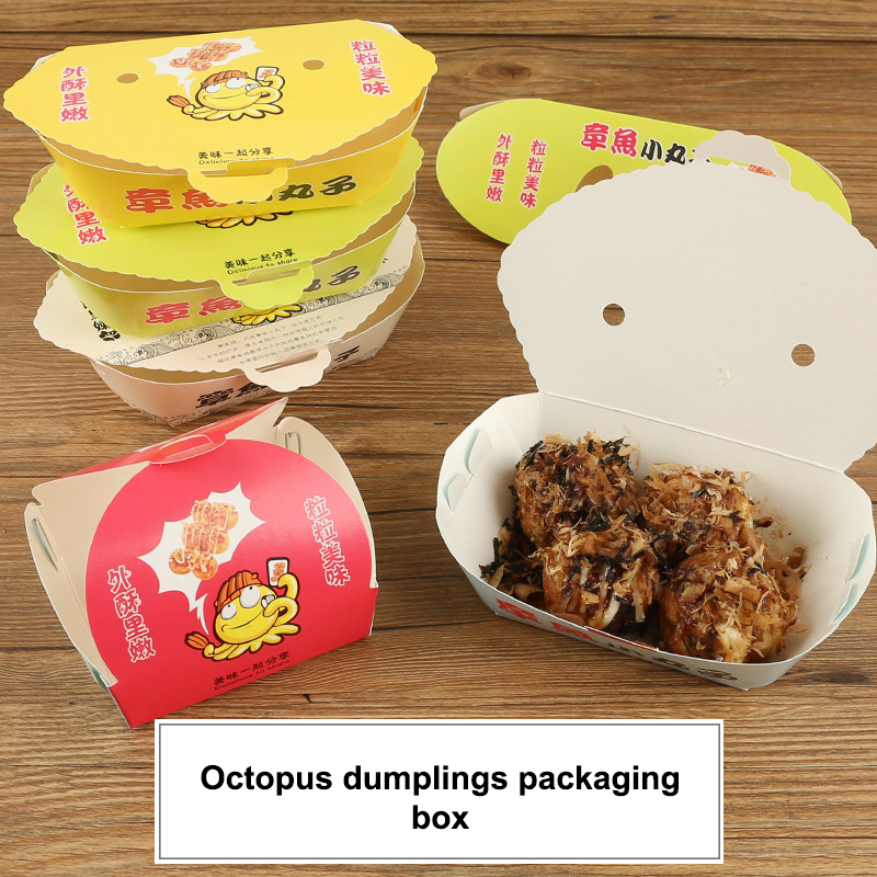 100 個使い捨て漫画タコボール包装箱日本の屋台の食べ物たこ - Food Packed Snacks のレビューと価格