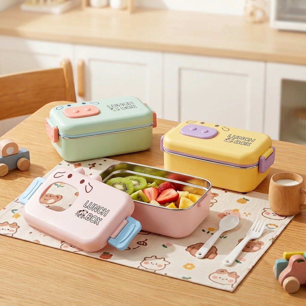 304ステンレス製弁当箱、漏れ防止仕切り付き子供用ランチボッ - Food Snacks For Kids のレビューと価格