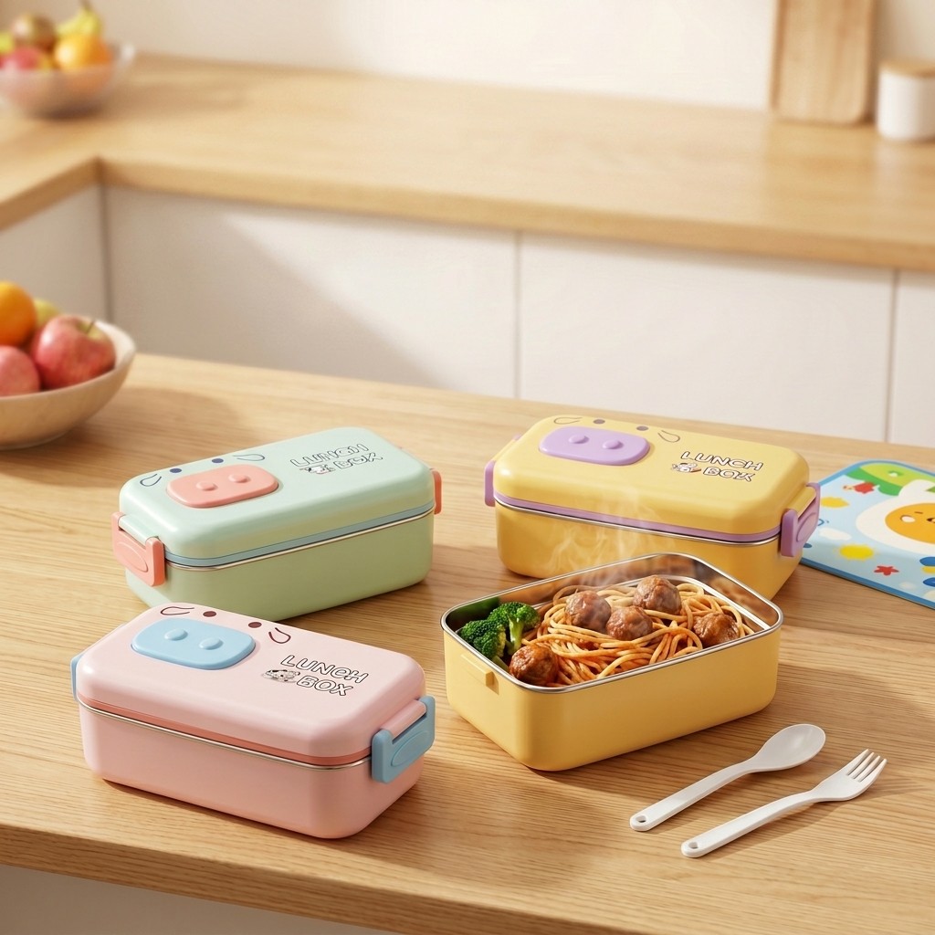 304ステンレス製弁当箱、漏れ防止仕切り付き子供用ランチボッ - Food Snacks For Kids のレビューと価格