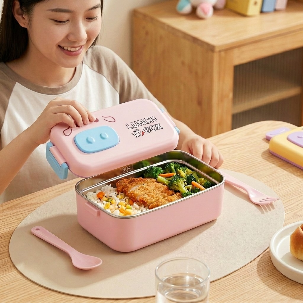 304ステンレス製弁当箱、漏れ防止仕切り付き子供用ランチボッ - Food Snacks For Kids のレビューと価格
