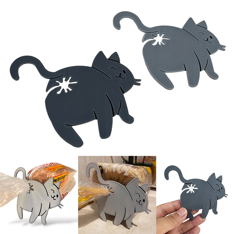 2個パック 3D猫のお尻型パン袋クリップ、猫好きのためのスナ - Food Packed Snacks のレビューと価格
