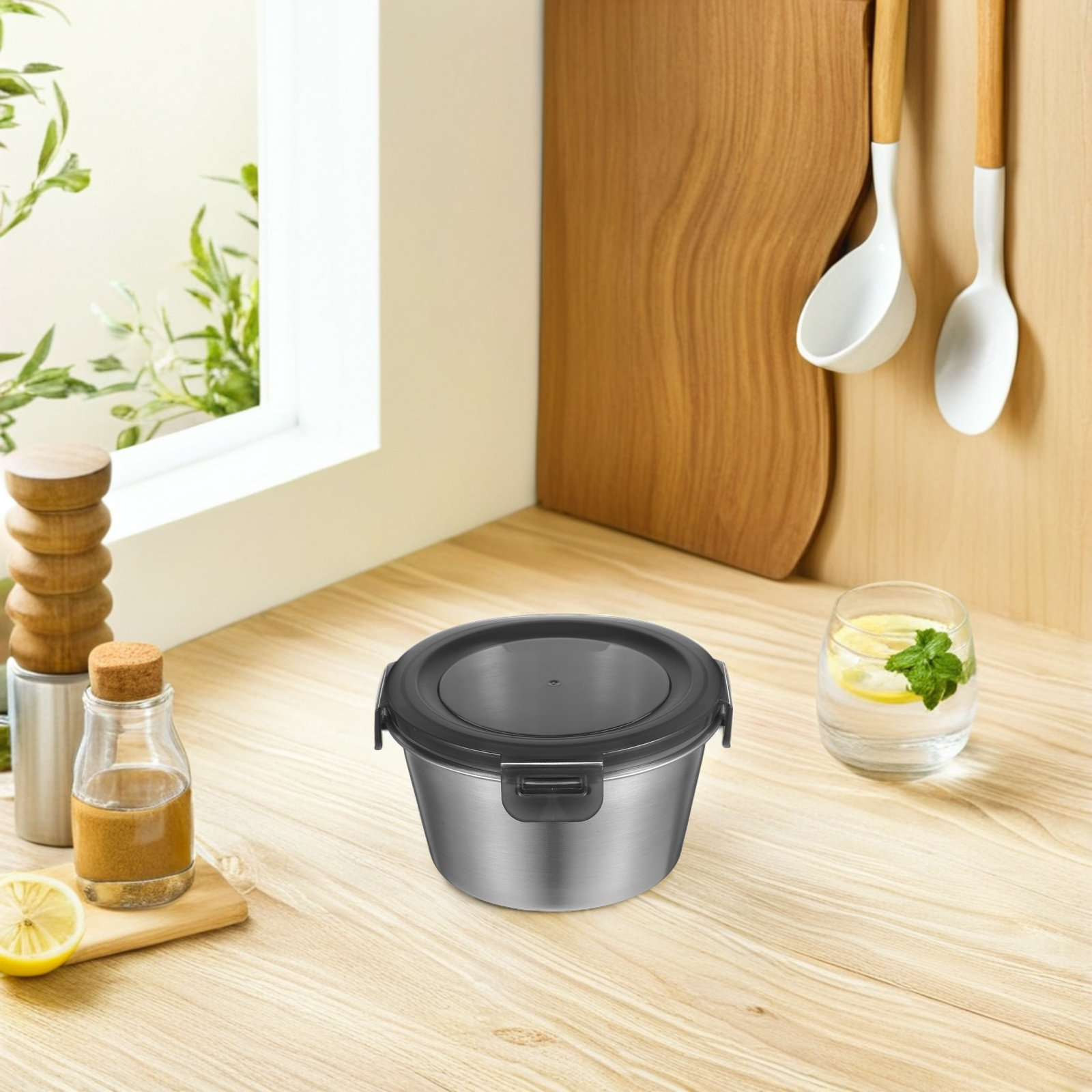 600ml 密閉食品保存容器 ステンレス製スナックボックス  - Food Prep Snacks のレビューと価格