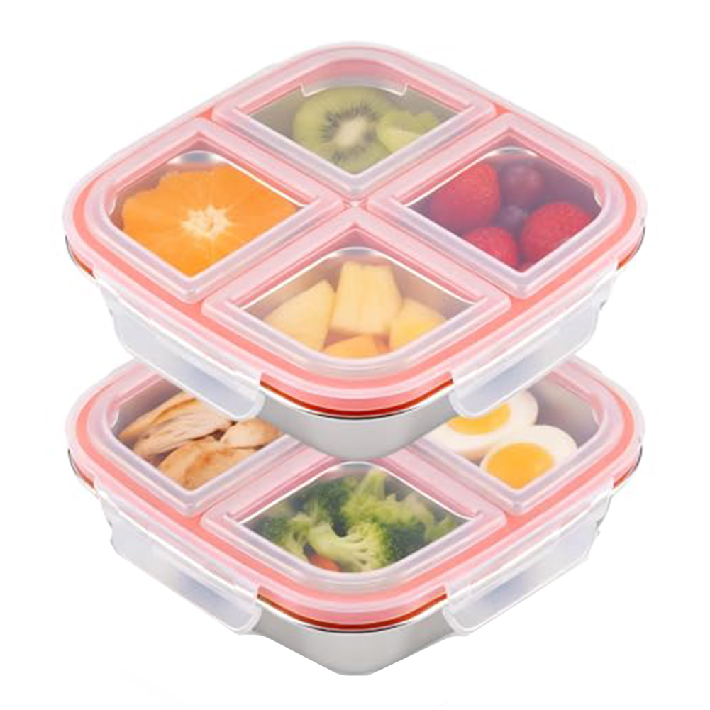 2パックステンレススチール製スナックボックス、仕切り付き、漏 - Food Snacks For Camping のレビューと価格