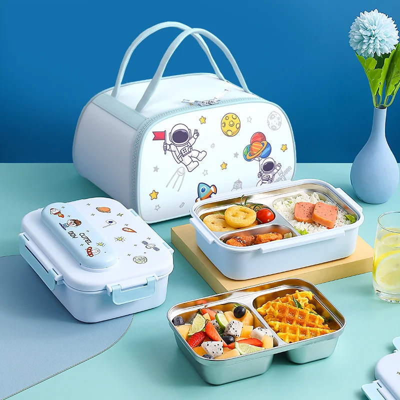 304 ステンレス鋼の子供用ランチボックス バッグ付き ポー - Food Snacks For Kids のレビューと価格