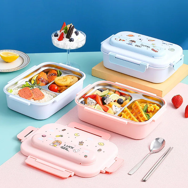 304 ステンレス鋼の子供用ランチボックス バッグ付き ポー - Food Snacks For Kids のレビューと価格