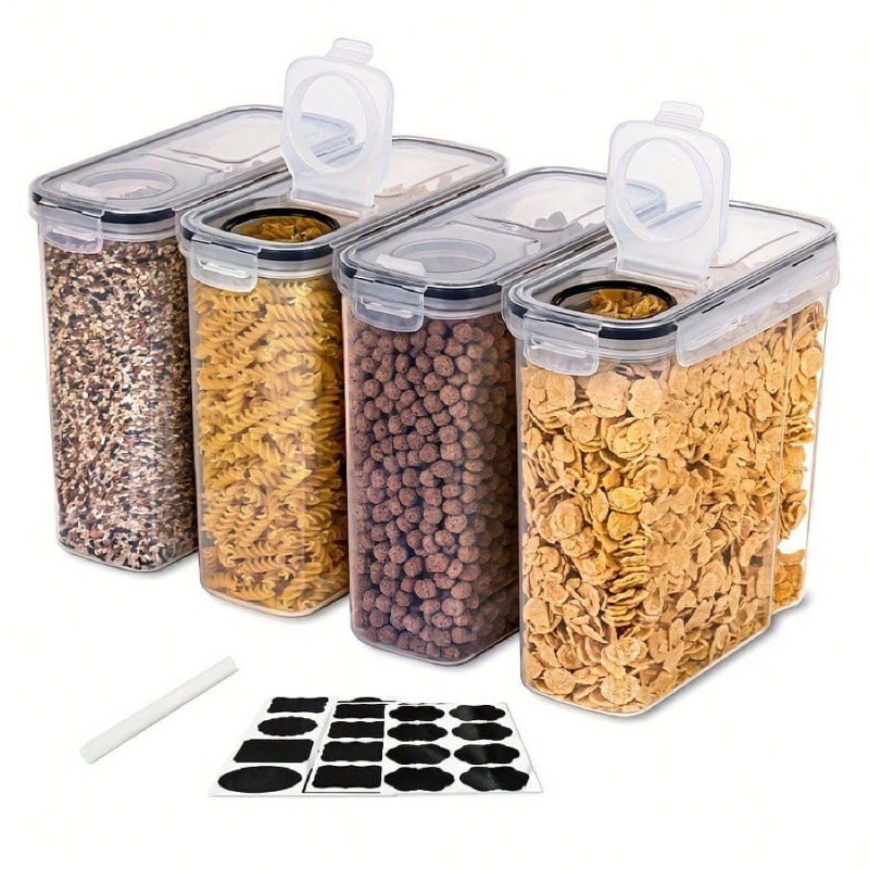 4個セット 密閉シリアル・乾燥食品保存容器 キッチンパントリ - Food Packed Snacks のレビューと価格
