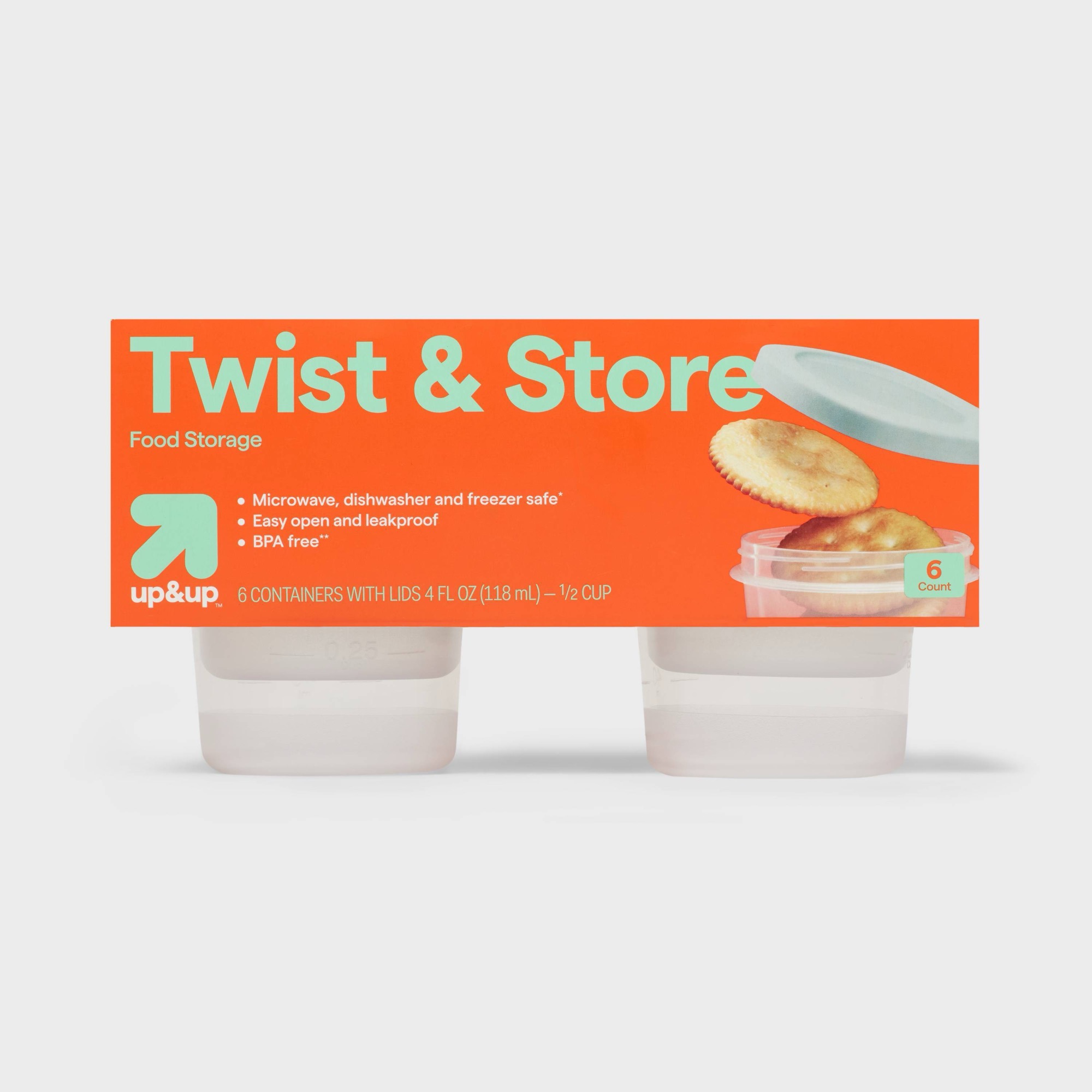 6個入りラウンド型ツイストロック食品保存容器、4液量オンスの - Food Prep Snacks のレビューと価格